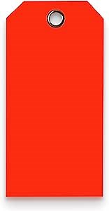 Tags 4 Less 15 Mil Waterproof Plastic Tags, Pack of 100 – 3” x 6” Heavy Duty Plastic Tags for Labeling, Outdoor Tagging, Equipment Labeling, Luggage, Valves & More (Fluorescent Orange/Red)