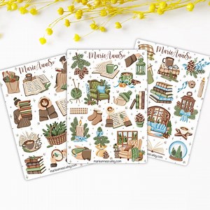 Set of 3 Sheets of Cozy Autumn & Winter Stickers - Hygge and Reading Atmosphere for Planners, Scrapbooking and Journals - Etsy