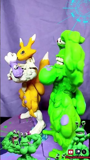 #digimon #anime #animeart #buff #numemon #renamon #battle