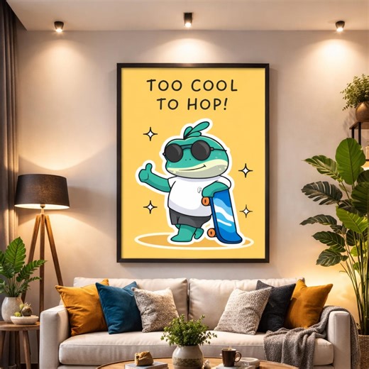 Cool Frog Wall Art Printable, Funny Frog Poster, Skateboard Frog Print, Kids Room Decor, Cute Animal Illustration, Digital Download - Etsy