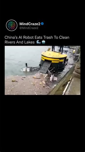 MindCraze on Instagram: "“A robot that eats plastic for breakfast.” Floating plastic doesn’t stand a chance. 🌊🤖 This AI-powered robot prowls rivers and lakes, swallowing bottles, bags, and trash in seconds. With autonomous navigation, it works nonstop without a human hand, proving how technology can fight pollution at scale. This isn’t science fiction—it’s the future of a cleaner planet. 🌍✨ #CleanTech #FutureIsNow #SustainableInnovation #AIForGood #GreenTech #OceanCleanup #PollutionSolution #