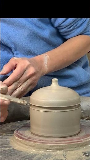 Throwing ONE PIECE Lidded Jar on the pottery wheel # Shorts