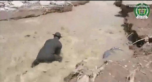 379K views · 11K reactions | This dramatic video shows officers in Colombia saving a dog in a swollen river just before it drowns. | The Weather Channel | Facebook