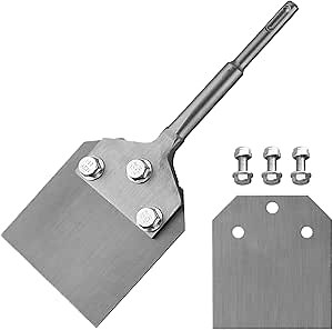 AMTOVL Floor Scraper, 4" SDS Plus Floor Scraper Tool Kit SDS-Plus Scraper Chisel SDS Plus Chisel for Removing Thinset and Adhesives, Works with SDS-Plus Rotary Hammer Tool with Extra Blade and Bolts