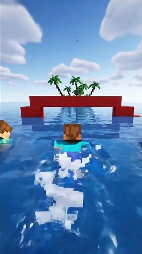 jj and rumi swim challenge | jj and mikey #shorts #minecraft