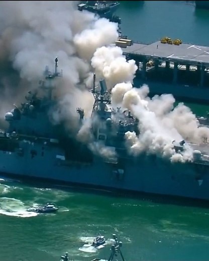 Navy ship fire at San Diego base