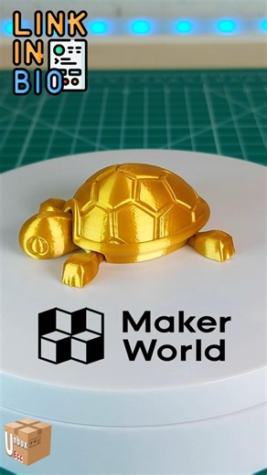 Baby Flexi Turtle in Gold Silk 3D Printed with Elegoo Centauri Carbon #3dprinting #bambula #fidge