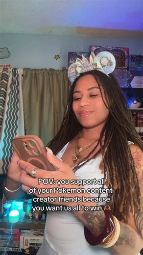 PokeBaeKC | Pokémon TCG Content Creator on Instagram: "There’s room for all of us at the top. Supporting other creators costs nothing, and we all grow faster together. 💙✨ Tag a Pokémon creator you rock with or someone who’s been supporting your content lately 👇🏽🙂‍↕️ Follow for more rips, skits, fits & gaming 🤗🫶🏽✨ #pokemon #pokemoncommunity #rippingpacks #girlstreamer #pokemontcg . . . Pokémon card collecting community Pokémon card collector aesthetic • Pokémon cards for nostalgia lovers C