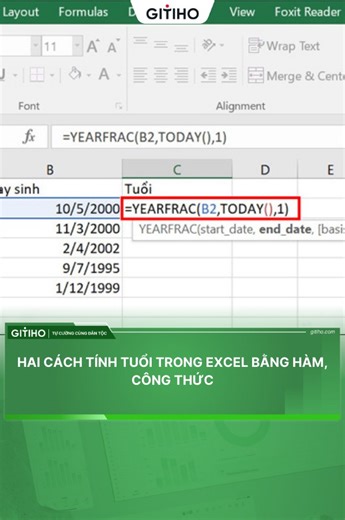 Hai cách tính tuổi trong Excel bằng hàm, công thức #Tuyetdinhexcel #Excel | Tuyệt Đỉnh Excel
