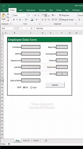 Create Employee data form in Excel || Excel tips and tricks || Excel tutorials #Excel #exceltips