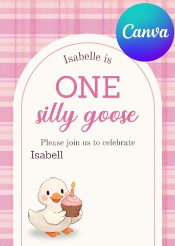 Silly Goose First Birthday Party Bundle: Editable Canva Templates (digital Download) - Etsy