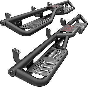 Running Boards Side Steps Compatible for 2010-2024 Toyota 4Runner Trail Edition, 2014-2024 Toyota 4-Runner SR5 / TRD Pro (Without Side Skirts), Two Stairs Design Bolt-on Side Steps Nerf Bar