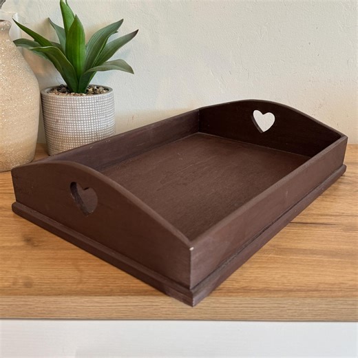Wooden Serving Tray | Vintage Wood Tray With Hearts | Cottagecore Farmhouse Decor | Rustic Country Kitchen Organizer - Etsy