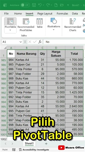 Cara Membuat Pivot Table di Excel #belajarexcel #exceltips #exceltutorial