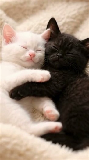 仲良しな黒猫と白猫 #cat #kitten #cutecat #shorts