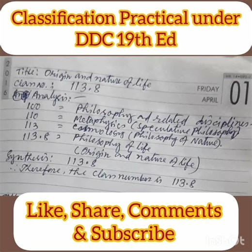 Classification Practical under DDC 19th Ed