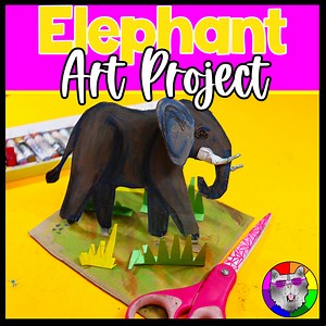 African Elephant Sculpture Art Project Cardboard Oil Pastel Art Lesson Activity