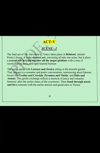 The Merchant of Venice Summary- William Shakespeare- Act-5, Scene- 1