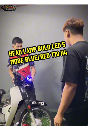 LED Head Lamp Bulb: 5 Modes in Blue/Red T19 H4