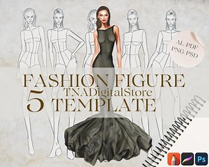5 Fashion Figure Templates | Fashion Figure Template Pack | Fashion Illustration Base | Digital Fashion Sketch | High-res Digital Files - Etsy UK