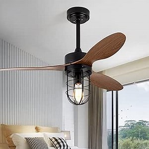 Ceiling Fan with Light 42 inch Rustic Ceiling Fan with Remote Control Quiet Reversible DC Motor Farmhouse Ceiling Fan 3 Blades for Outdoor Patio Bedroom Living Room