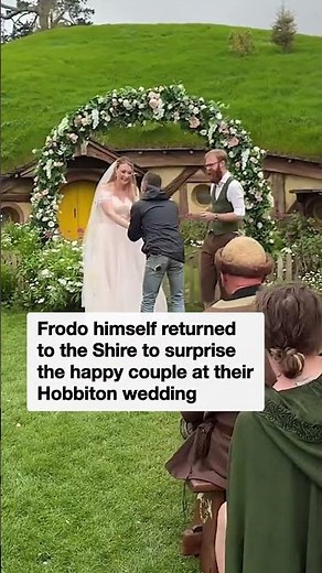 Elijah Wood crashes Lord of the Rings wedding at Hobbiton