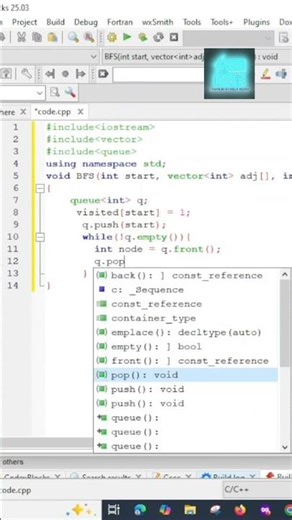 BFS Code in Data Structures | Breadth First Search Algorithm #Shorts#learnwithyourbuddy #bfscode