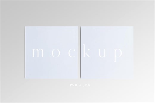 Square Card Mockup Set, Minimalist Flatlay, Double Invitation Business Thank You Card Template (PSD) - Etsy