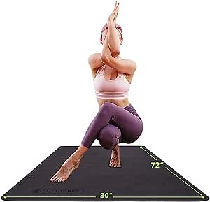 Large Yoga Mat 72"x 30"(6'x2.5')x6mm Extra Wide TPE Exercise Mats for Home Workout, Non Slip Anti-Tear Gym Flooring Mat,Perfect for Yoga, Pilates, Stretching, Cardio and Fitness,Use Without Shoes