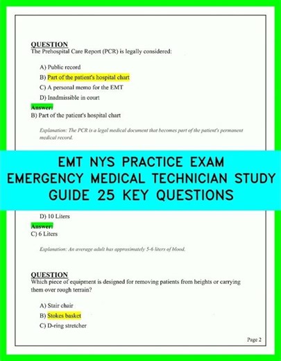 EMT NYS Practice Exam 2026 Emergency Medical Technician Study Guide 25 Key Questions Video 2026NEW