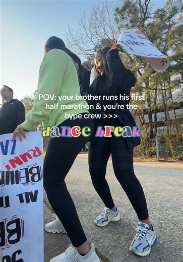 my brother ran his first half marathon & we were the hype crew 😭🏃🏽‍♂️ late night poster run to @Walmart included @The Woodlands Marathon #halfmarathon #raceday #familysupport #woodlandstx #proudsister