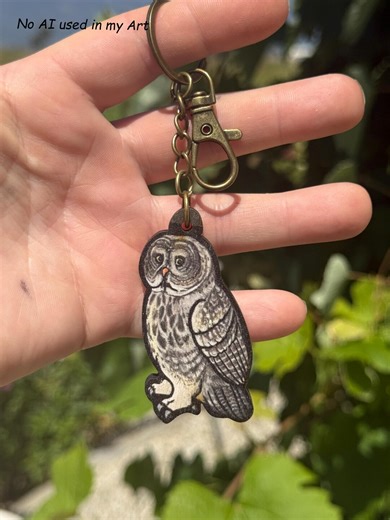 Grey Owl Bird Wood Animal Keychain: Gift for Zookeepers, Teacher, Vet Tech, Veterinarians Cute Non AI Animal Art - Etsy