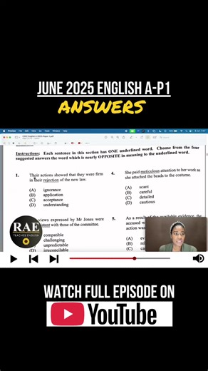 June 2025 CSEC English A Paper 1 Answers and Explanations on YT! #csec #englisha