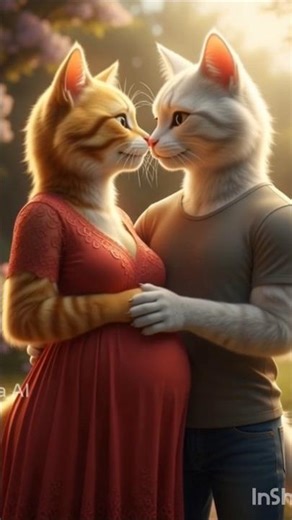 A pregnant cat and her tomcat together.” #cartoon #funny #ai #cat