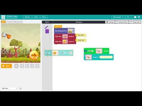 Code.org Sprite Lab - Lesson 2 - Challenge 2 - Jump Sprite To Block