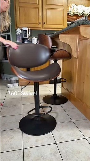Bar Stools Set of 2 for Kitchen Counter, Height Adjustable Bentwood Barstools, swivel 360*