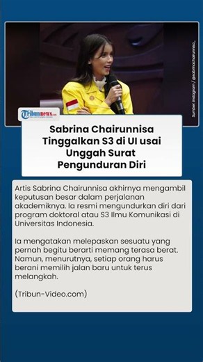 Sabrina Chairunnisa Tinggalkan S3 UI Unggah Surat Pengunduran Diri dan Bahas Sistem Perkuliahan