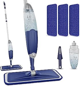 Microfiber Spray Mop for Floors Cleaning: Wet Dry Hardwood Floor Mops with 3 Washable Pads for Swiffer Powermop - Flat Mop with Sprayer for Tile Wood Laminate Vinyl Marble Floor