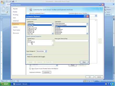 Word 2007 Tutorial 3 - Making Customized Keyboard Shortcuts