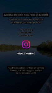 As you may know, the #52HikeChallenge was conceived from a place of grief; it was a way for our founder Karla to cope with complex emotions and move forward on her path. We hope that this challenge does the same for you! In observance of #MentalHealthAwareness Month, today we are sharing ways to use your hiking challenge to boost your mental well-being: 🔸 Turn inward, process emotions and reflect through journaling. If you don’t already have a journal for your hiking adventures, check out the n
