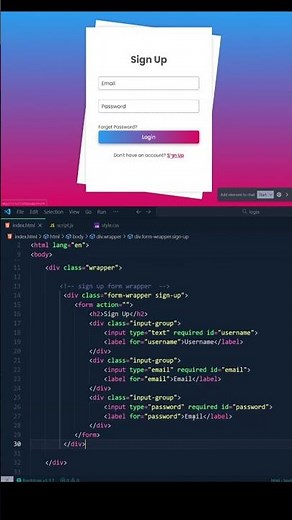 Amazing Animate Login & Sign Up Form | #shorts #coding #cssanimation #websitedesign #html