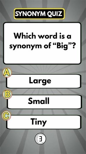 Synonym Quiz Challenge 🧠 | Happy, Big & Fast Words | Fun English Quiz