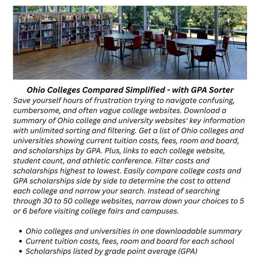 Ohio College Search Spreadsheet – Tuition, Room, GPA Scholarships (digital Download) - Etsy UK
