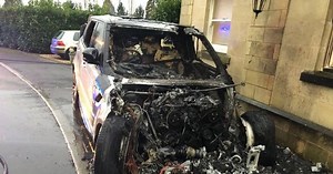 Sharron Davies' documents her Landrover catching ON FIRE on Twitter