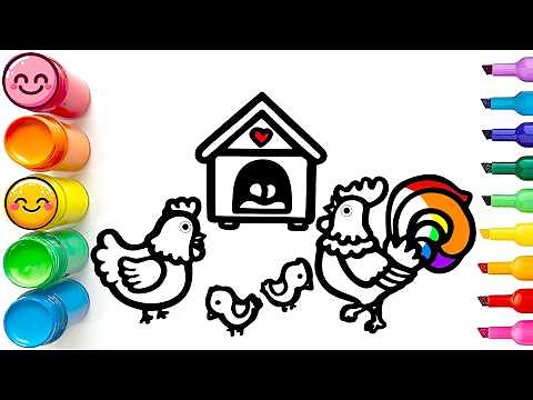 Drawing and Coloring a Cute Chicken Family | Easy Step by Step Tutorial for Beginners