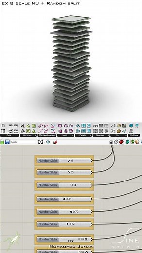 Grasshopper - EX 8 - Scale NU + Random split #architecture #parametricdesign #grasshopper #design