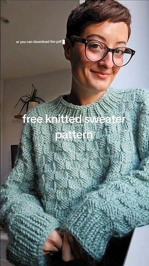 The basketweave free knit sweater pattern 🧶❤️ #freeknittingpattern
