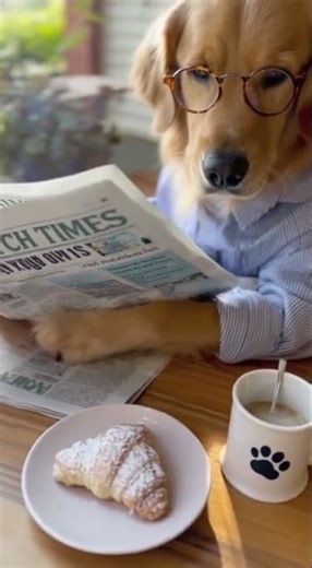 Dog Enjoys Morning Coffee & Newspaper Like a Human 😂☕🐶 | Cute & Funny Clip