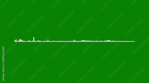Audio spectrum loop animation, dynamic sound wave motion, white music frequency equalizer on green screen background, abstract digital audio visualization video 4k