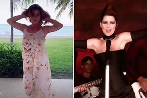Shania Twain, 55, dances and high kicks to her song I Feel Like A Woman!
